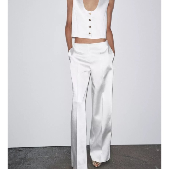 Zara Pants - Zara White Wide Leg Pants & Sleeveless Top Set